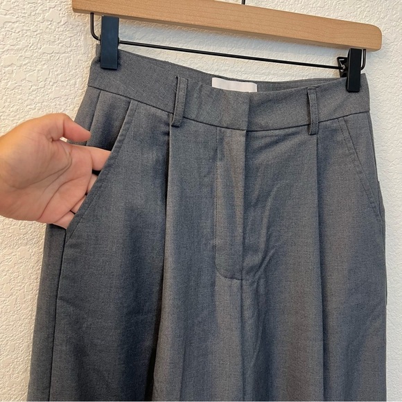 Verafied New York High Rise Slouchy Wool Blend Gray Wide Leg Trouser Pants- S - Picture 11 of 16